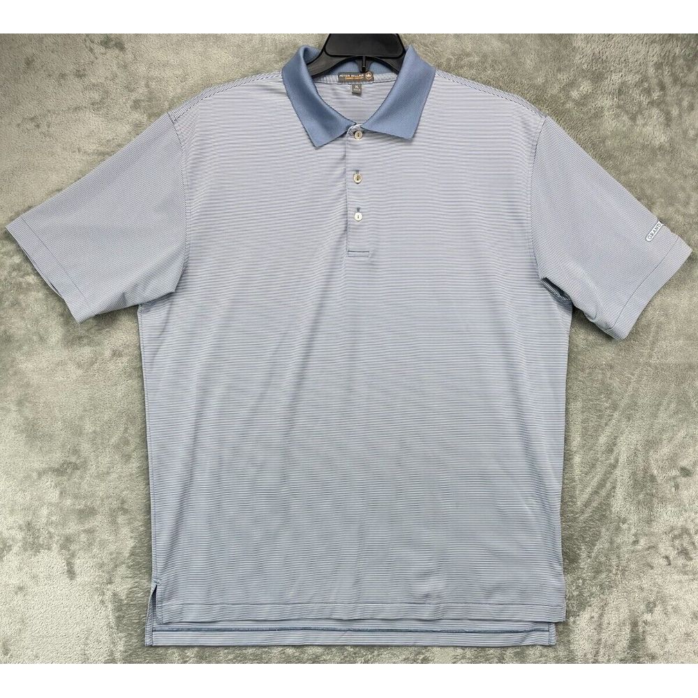 Peter‎ Millar Men's Summer Comfort Performance Golf Polo Shirt XL Blue Striped
